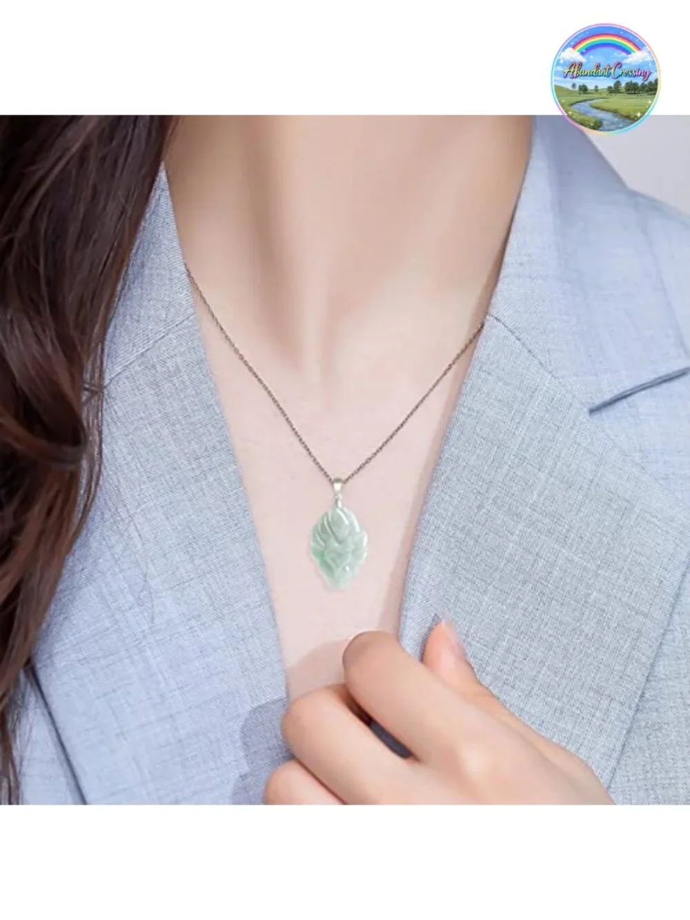 Genuine Grade A Jadeite Pendant Necklace with Certificate, Sterling Silver